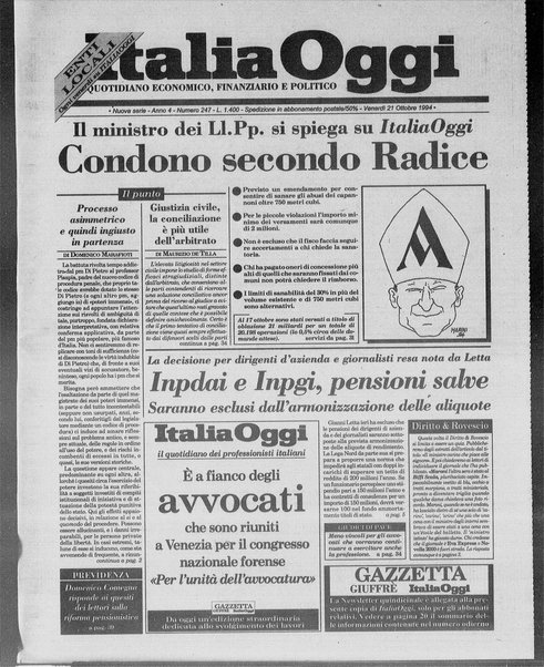 Italia oggi : quotidiano di economia finanza e politica